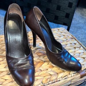 Gucci Brown Leather Pointed-Toe High Heels